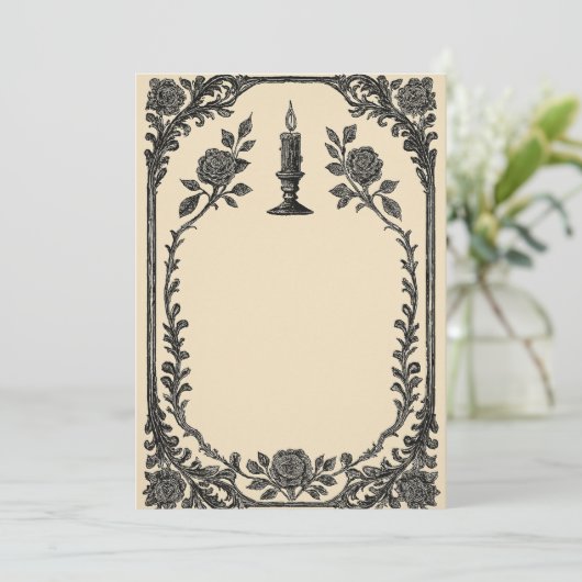 Gothic Wedding Invitation – Candle Design (AI-Gen) 招待状 (スタンド正面)