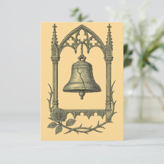 Gothic Wedding Invitation – Cracked Bell (AI-Gen) 招待状 (スタンド正面)