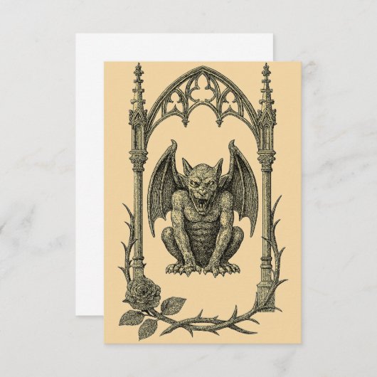Gothic Wedding Invitation – Gargoyle (AI-Gen) 招待状 (正面/裏面)