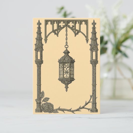 Gothic Wedding Invitation – Hanging Lantern AI-Gen 招待状 (スタンド正面)