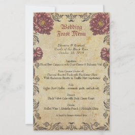 Gothic Wedding Menu with Dark Floral and Vintage