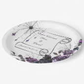 Gothic Wedding Paper Plates Floral Dark Romance ペーパープレート (アングル)