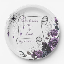 Gothic Wedding Paper Plates Floral Dark Romance ペーパープレート
