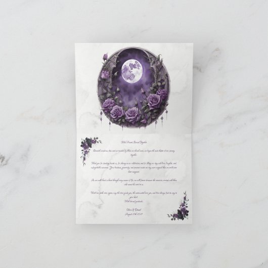 Gothic Wedding Thank You Card Floral Dark Romance サンキューカード (内部)