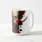 Gothic Winged Skull and Red Roses Coffee Mug コーヒーマグカップ (正面右)
