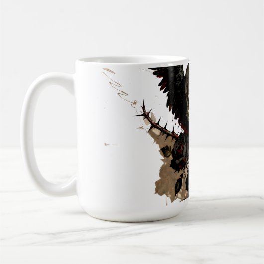 Gothic Winged Skull and Red Roses Coffee Mug コーヒーマグカップ (左)