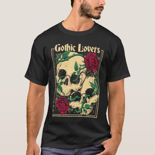 Gothic  Witch Pagan Wiccan Wicca Roses & Skulls Tシャツ (正面)