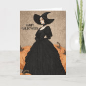 Gothic Witch Pumpkin Halloween Elegant Art Nouveau カード (正面)