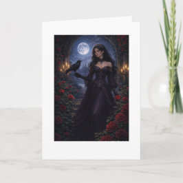Gothic Woman in Roses Under Moonlight カード