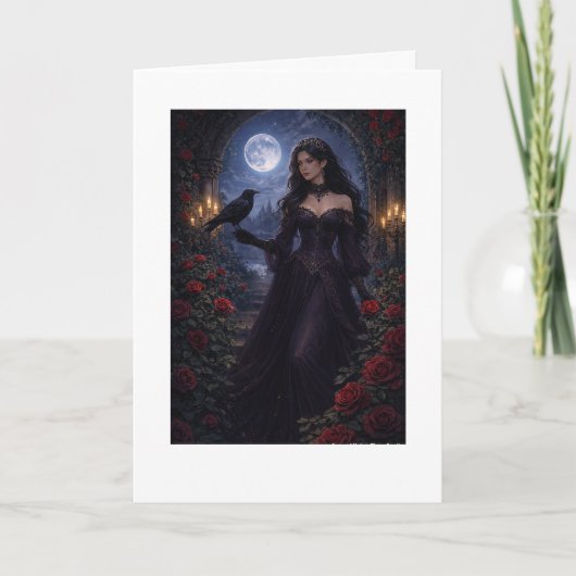 Gothic Woman in Roses Under Moonlight カード (正面)