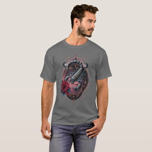 Gothic Zodiac Scorpio – Baroque Scorpion Art Tシャツ (正面フル)