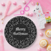 Gothmas Black and White Candy Cane Pattern ペーパープレート (パーティー)