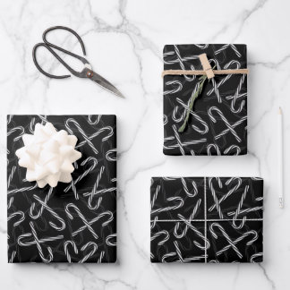 Gothmas Black and White Candy Cane Pattern ラッピングペーパーシート