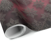 Gothmas Black Floral Pattern on Deep Crimson Red  ラッピングペーパー (ロールコーナー)