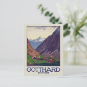 Gotthard Schweiz Switzerland Vintage Poster 1914 ポストカード (スタンド正面)