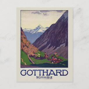Gotthard Schweiz Switzerland Vintage Poster 1914 ポストカード