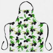 Gouache seamless pattern with olive tree branch, l エプロン (正面)