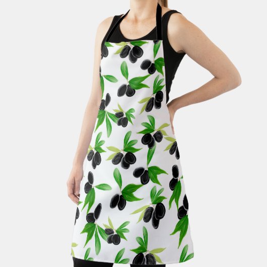 Gouache seamless pattern with olive tree branch, l エプロン (インサイチュ)