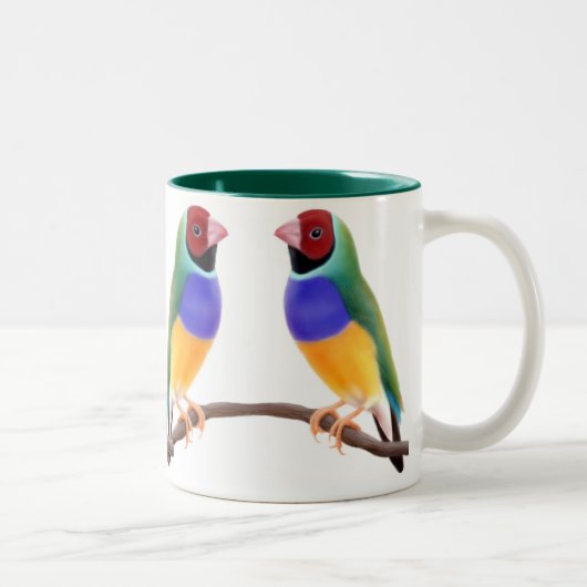 Gouldianのフィンチのマグ ツートーンマグカップ (右)