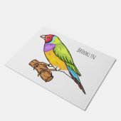 Gouldian finch bird cartoon illustration ドアマット (アングル)