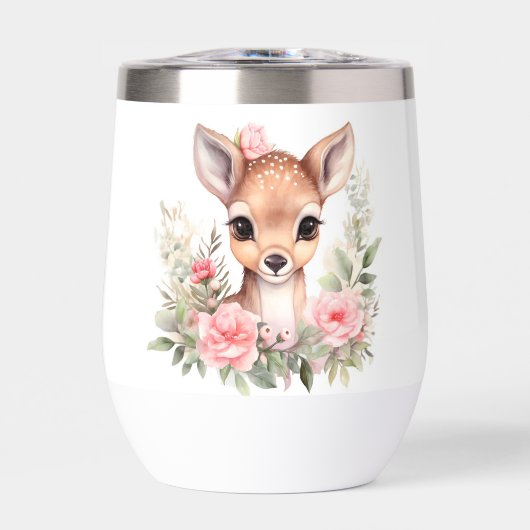 Gourde Cerf fleurs aquarelle sublimation (正面)