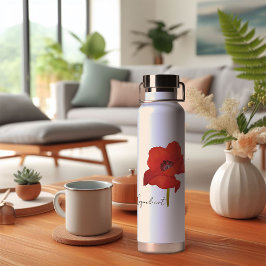 Gourde fleur coquelicot rouge aquarelle ウォーターボトル