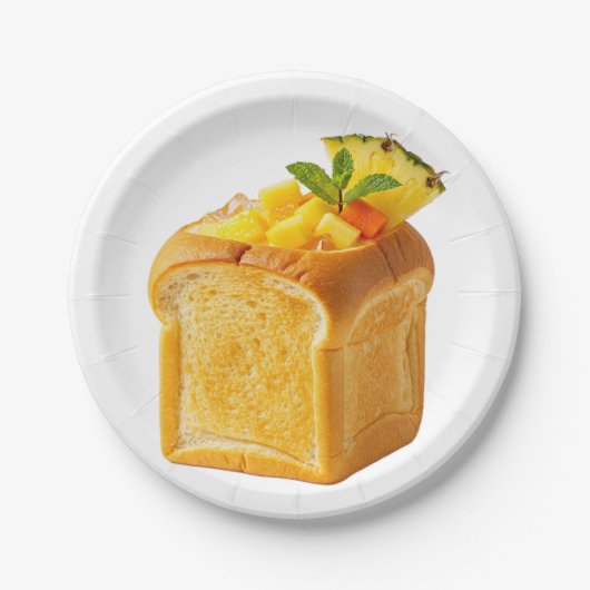 Gourmet Artisan Baked Bread Pineapple Sculpture ペーパープレート (正面)