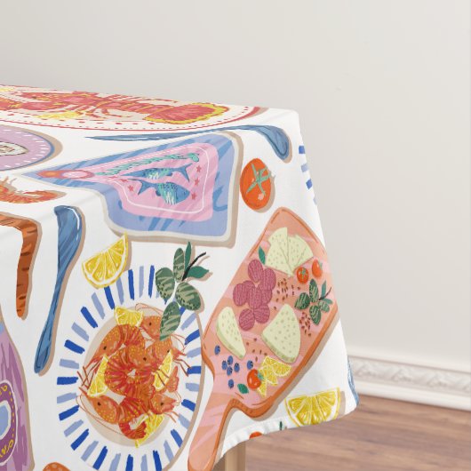 Gourmet Bites Food Pattern Pastel Kitchen  テーブルクロス (インサイチュ)