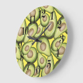 Gourmet Fresh Cut Vegan Avocado Pattern ラージ壁時計 (傾斜)