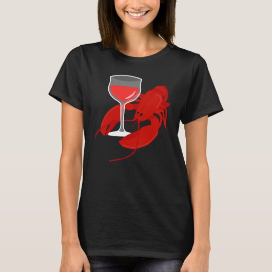 Gourmet  Red Wine Wine Lobster Hummer Dinner Tシャツ (正面)