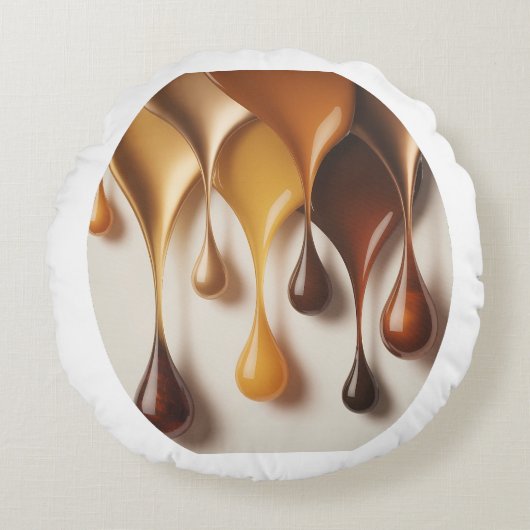 Gouttes Dorées - Art Liquide Luxe - Coussin ラウンドクッション (正面)