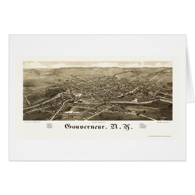 GouverneurのNYのパノラマ式の地図- 1885年 (正面横)
