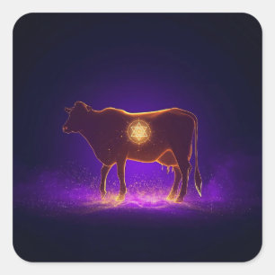 Govardhan Pujaの霊的な牛のシルエット スクエアシール