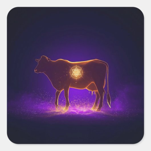 Govardhan Pujaの霊的な牛のシルエット スクエアシール (正面)