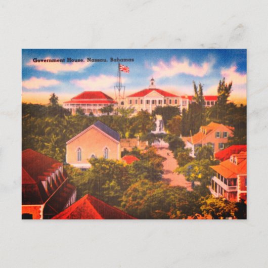 Government House，ナッソー，バハマヴィンテージ写真 ポストカード (正面)
