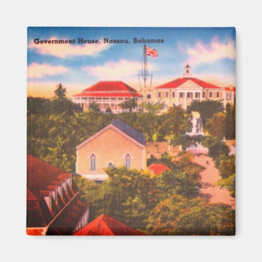 Government House,ナッソー,バハマヴィンテージ写真 マグネット (正面)
