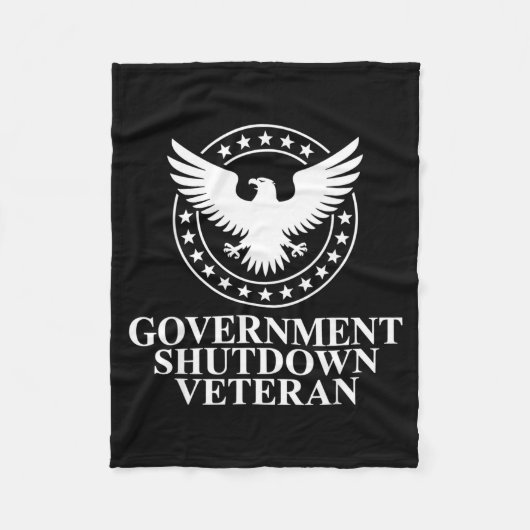 Government Shutdown Veteran Eagle Patriotic Litica フリースブランケット (正面)