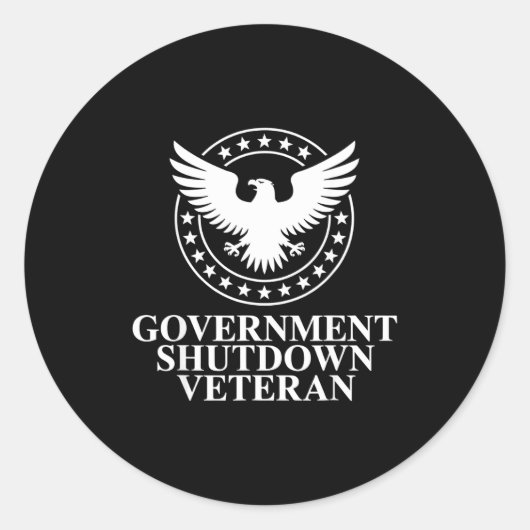 Government Shutdown Veteran Eagle Patriotic Litica ラウンドシール (正面)