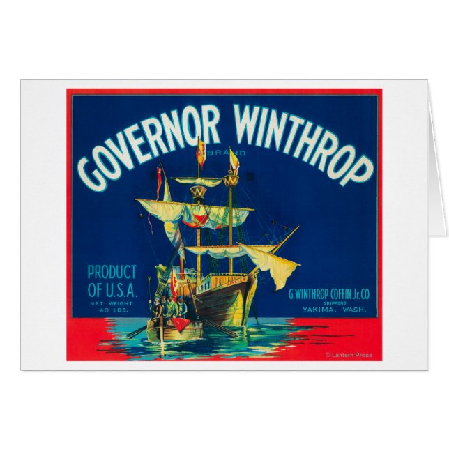 Governor Winthrop Apple Label （赤） – ヤキマ、WA (正面横)