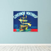 Governor Winthrop Apple Label (赤) – ヤキマ、WA キャンバスプリント (インサイチュ (ウッドフロア))