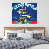 Governor Winthrop Apple Label (赤) – ヤキマ、WA キャンバスプリント (インサイチュ (寝室))