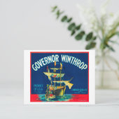 Governor Winthrop Apple Label （赤） – ヤキマ、WA ポストカード (スタンド正面)