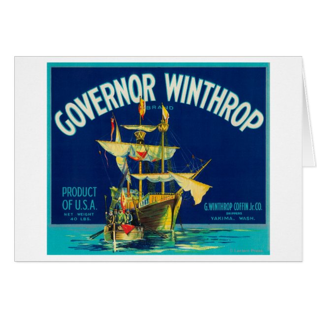 Governor Winthrop Apple Label （青） - Yakima, W (正面横)