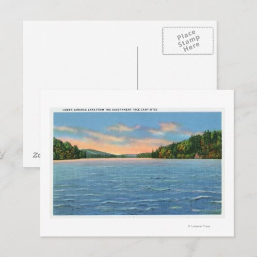 Govt. Free Camp Sites View of Lower Saranac Lake ポストカード (正面/裏面)
