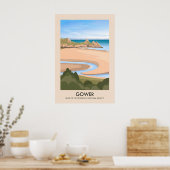 Gower AONB Travel Poster ポスター (キッチン)