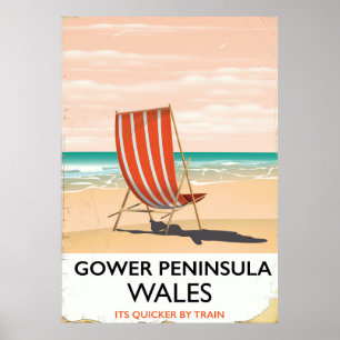 Gower Peninsula Walesヴィンテージ旅行ポスター ポスター
