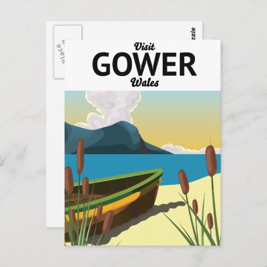 Gower Wales旅行ポスター ポストカード (正面/裏面)