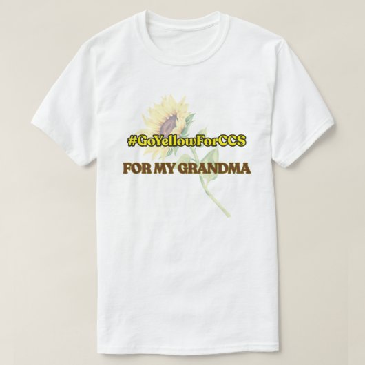 #GoYellowForCCS – おばあちゃんTシャツ Tシャツ (デザイン正面)