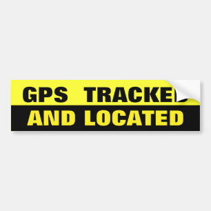 GPSの追跡され、見つけられた黒および黄色 バンパーステッカー