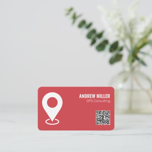 GPSサービスQR (赤) 名刺 (スタンド正面)
